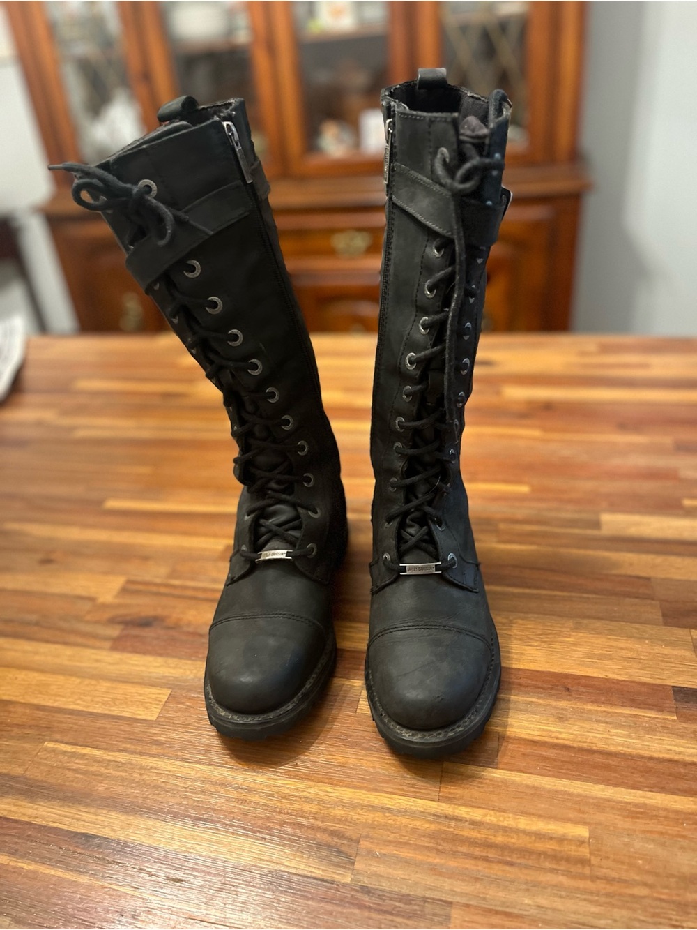 Harley-Davidson Black Lace-Up Tall Combat Boots